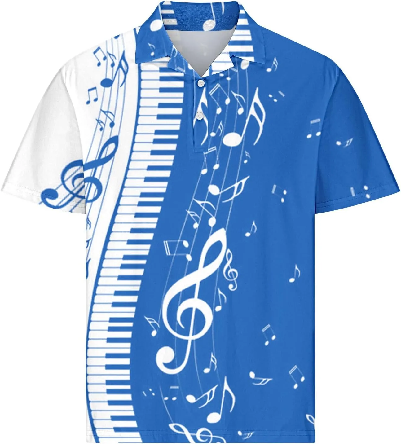 Men Short Sleeve Button Polo Shirts Stylish Casual Piano Music Printed Golf T-Shirt Summer Casual Music Festival Tops