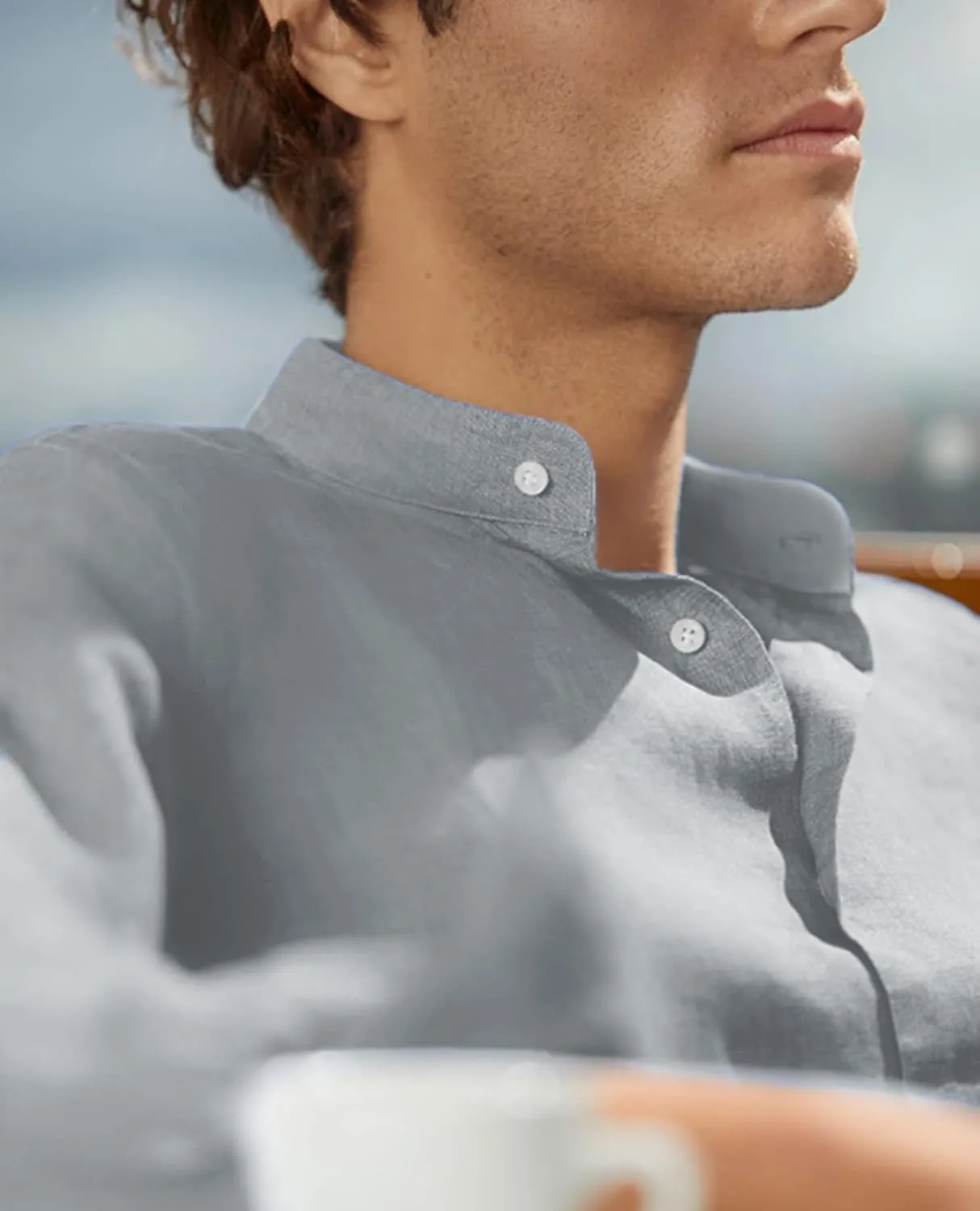 Mens Dress Shirts Wrinkle Free Dress Shirts for Men Long Sleeve Button Down Shirts Banded Collar Shirts