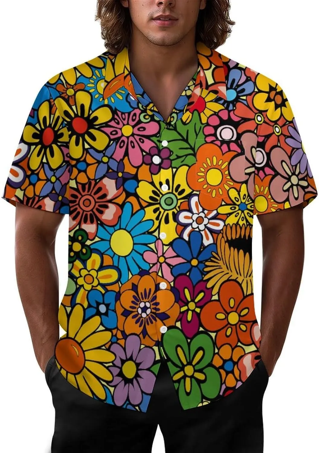 Mens Hawaiian Shirt Casual Button Down Short Sleeve Tropical Beach Holiday Aloha Party Shirt for Men Funny