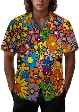 Mens Hawaiian Shirt Casual Button Down Short Sleeve Tropical Beach Holiday Aloha Party Shirt for Men Funny