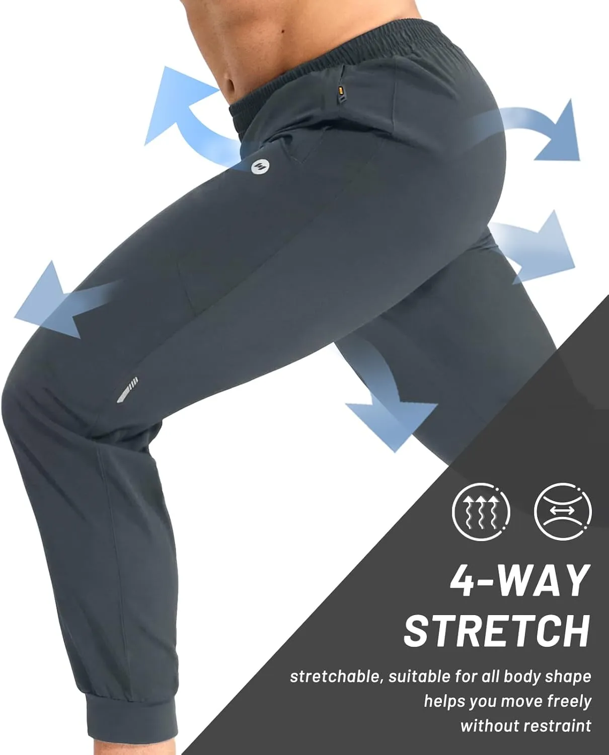 MIER Men's Athletic Running Pants Lightweight Workout Gym Joggers Dry Fit Track Active Sweatpants with Zipper Pockets