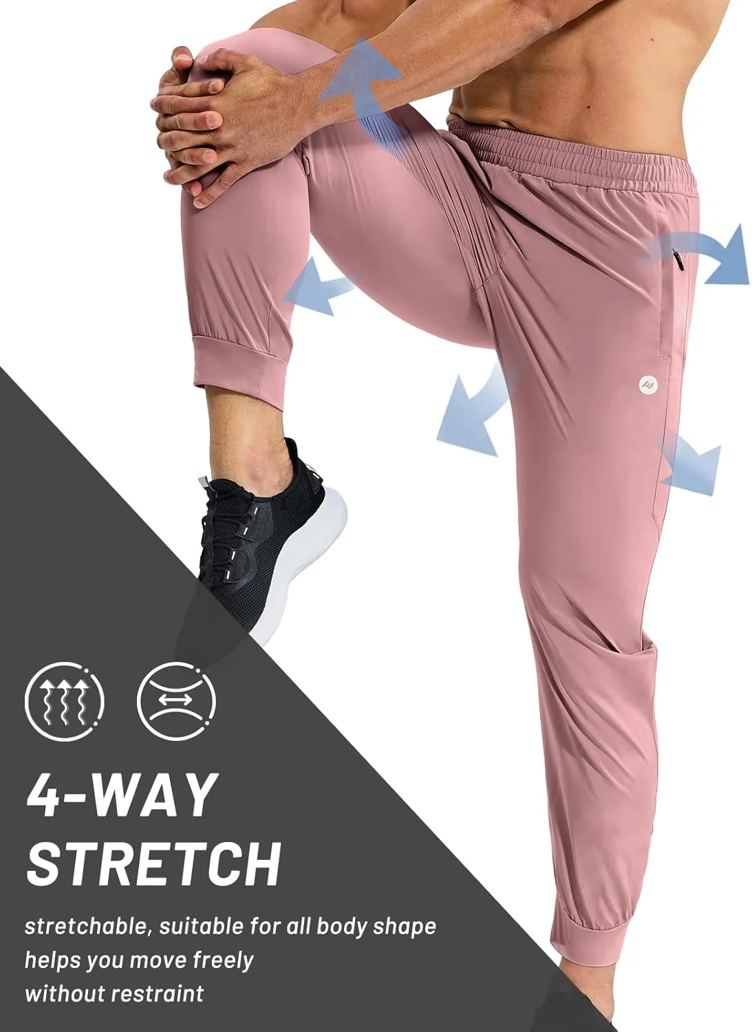 MIER Men's Athletic Running Pants Lightweight Workout Gym Joggers Dry Fit Track Active Sweatpants with Zipper Pockets