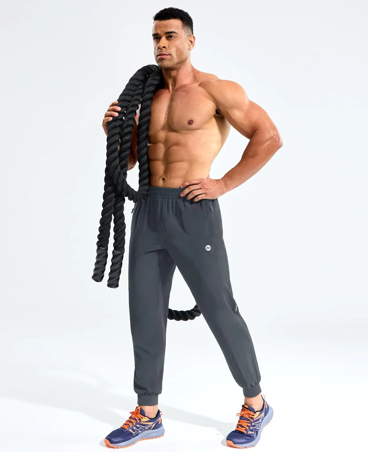 MIER Men's Athletic Running Pants Lightweight Workout Gym Joggers Dry Fit Track Active Sweatpants with Zipper Pockets