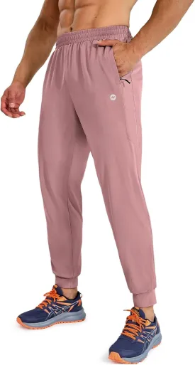 MIER Men's Athletic Running Pants Lightweight Workout Gym Joggers Dry Fit Track Active Sweatpants with Zipper Pockets