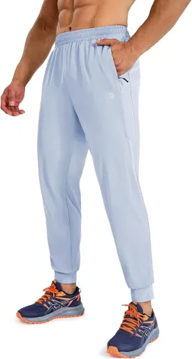 MIER Men's Athletic Running Pants Lightweight Workout Gym Joggers Dry Fit Track Active Sweatpants with Zipper Pockets