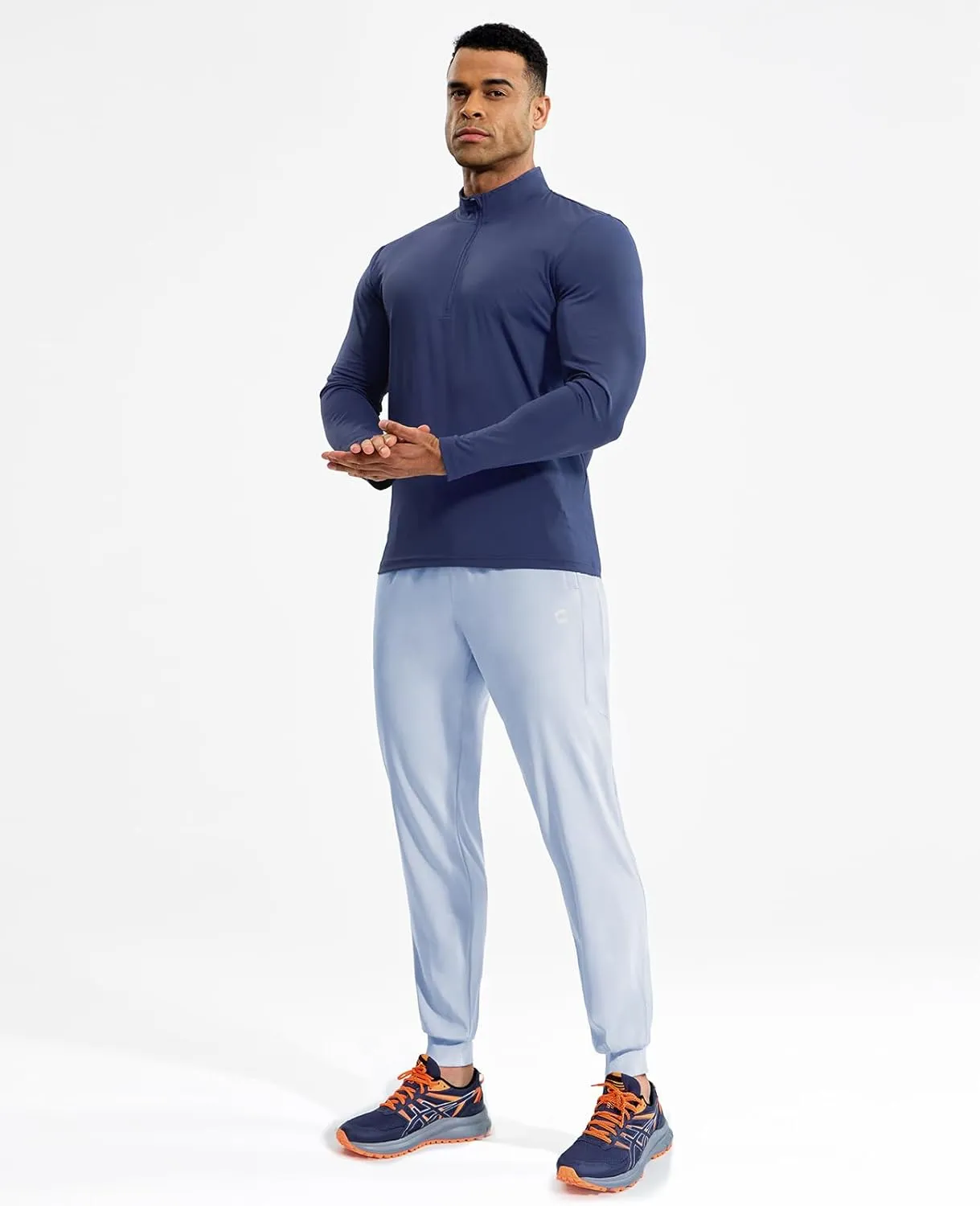 MIER Men's Athletic Running Pants Lightweight Workout Gym Joggers Dry Fit Track Active Sweatpants with Zipper Pockets