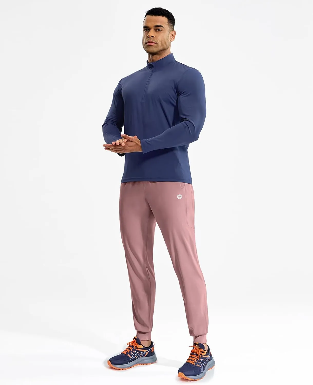 MIER Men's Athletic Running Pants Lightweight Workout Gym Joggers Dry Fit Track Active Sweatpants with Zipper Pockets