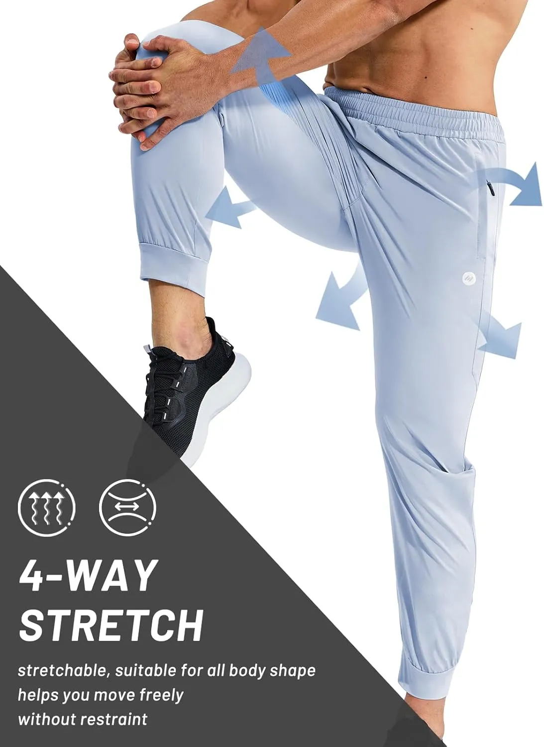MIER Men's Athletic Running Pants Lightweight Workout Gym Joggers Dry Fit Track Active Sweatpants with Zipper Pockets