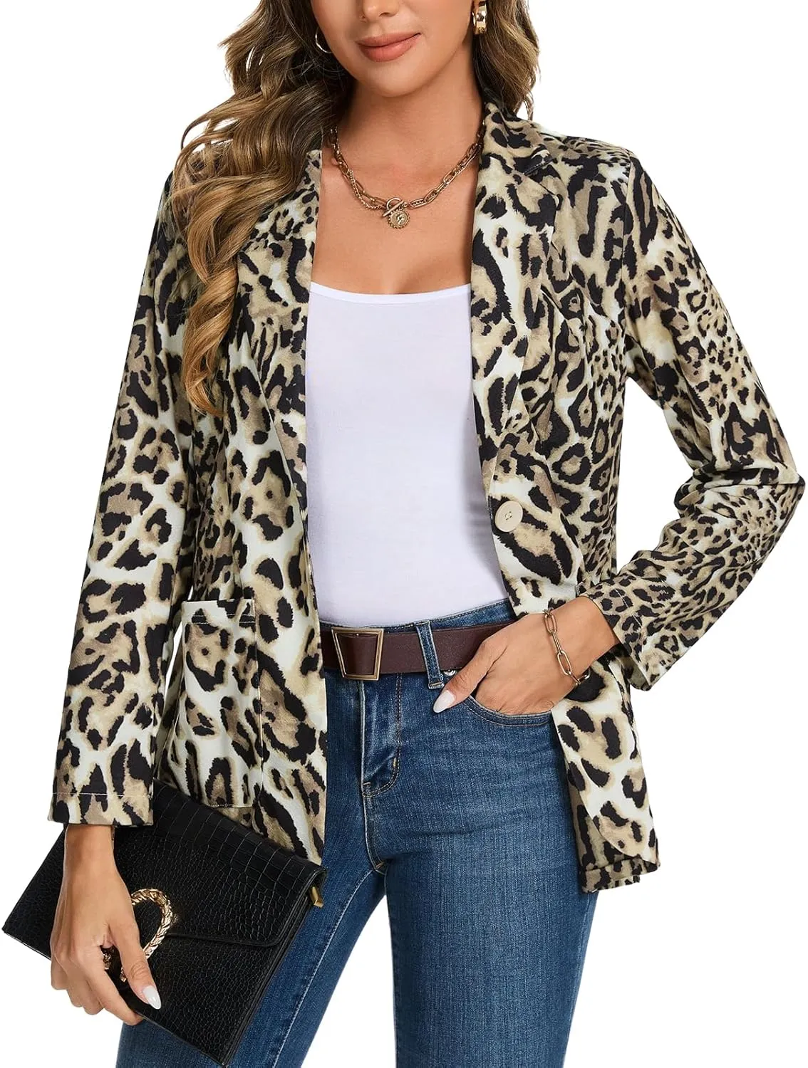 MINTLIMIT Blazers for Women Casual Long Sleeve Open Front Cardigan Button Work Office Blazers Jackets with Pockets