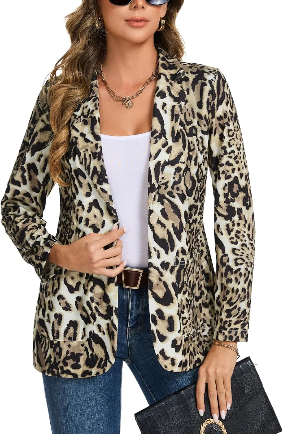 MINTLIMIT Blazers for Women Casual Long Sleeve Open Front Cardigan Button Work Office Blazers Jackets with Pockets