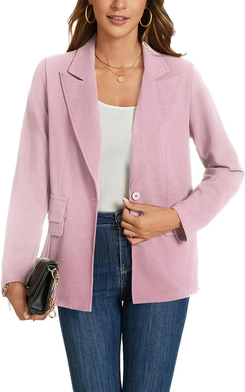 MINTLIMIT Blazers for Women Long Sleeve Notched Lapel Button Business Casual Blazer Work Office Blazers Jacket with Pockets