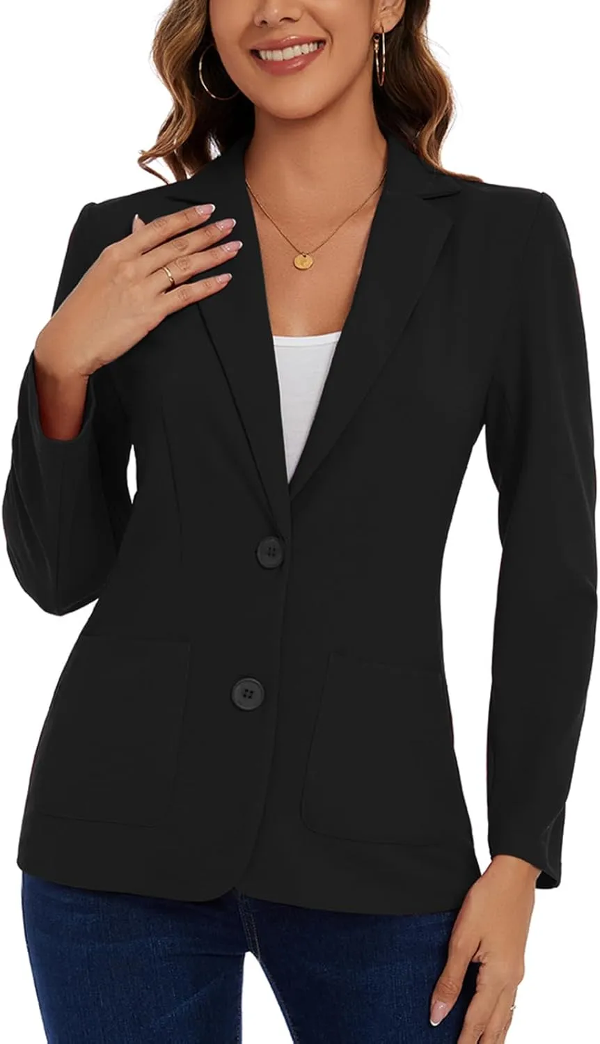 MINTLIMIT Womens Casual Long Sleeve Blazer Button Front Notch Lapel Work Office Business Blazers Jackets with Pockets