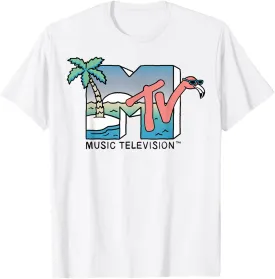 MTV Beach Island Flamingo Logo Vintage Graphic T-Shirt T-Shirt