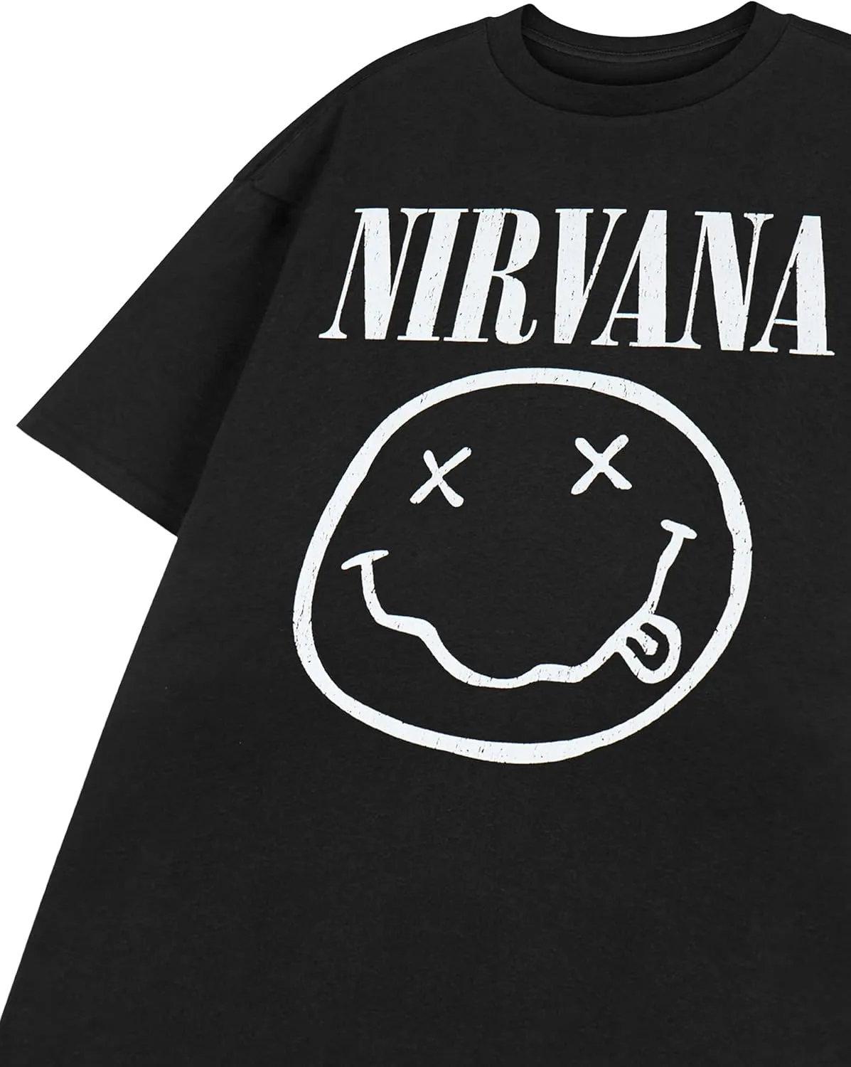 Nirvana Mens T-Shirt | Adults Short Sleeve Graphic Tee in Black Options Grunge Distressed Band Logo Print Apparel Top