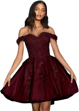 Off-Shoulder Tulle Homecoming Dresses 2025 Short Prom Dresses Lace Princess DAMA Dresses