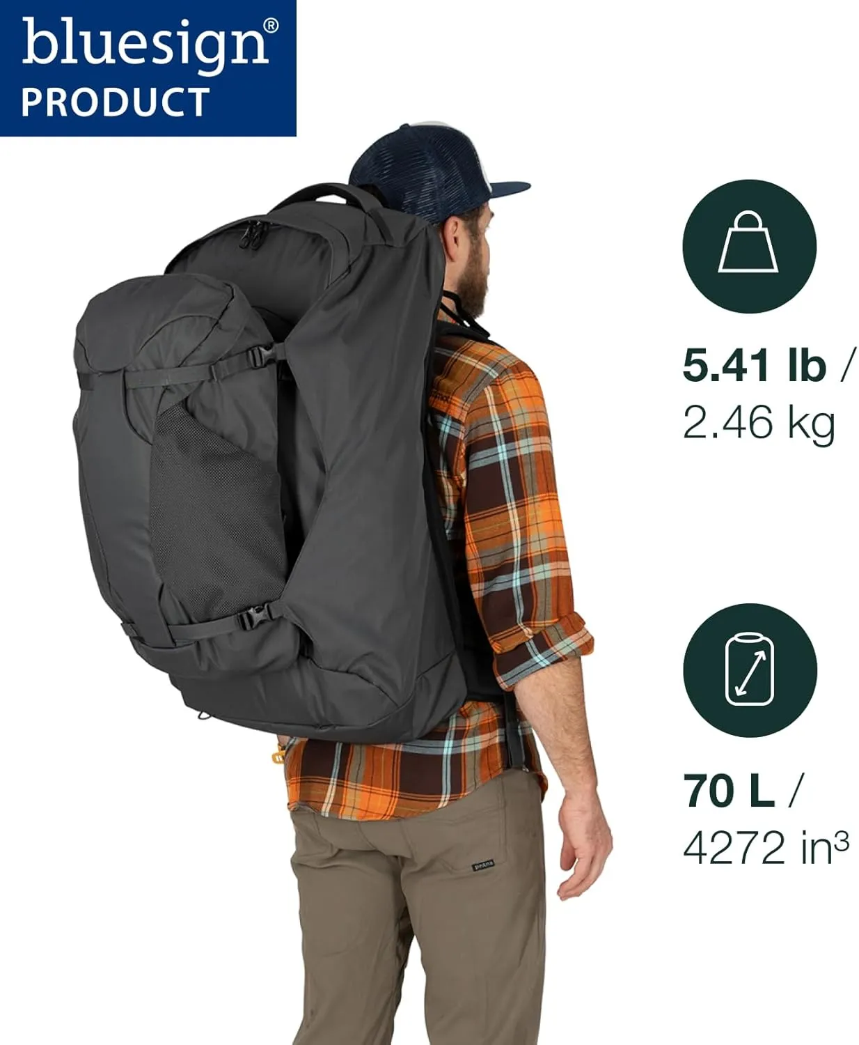 Osprey Farpoint 70L Men's Travel Backpack, Muted Space Blue