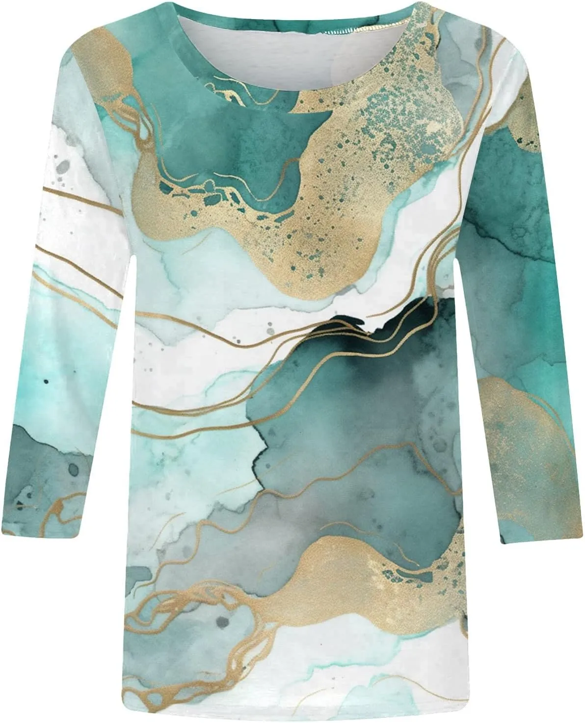 Petite Tops for Women 3/4 Sleeve Comfortable T Shirts for Women Summer Tops Round Neck Fall Long Sleeve Shirts