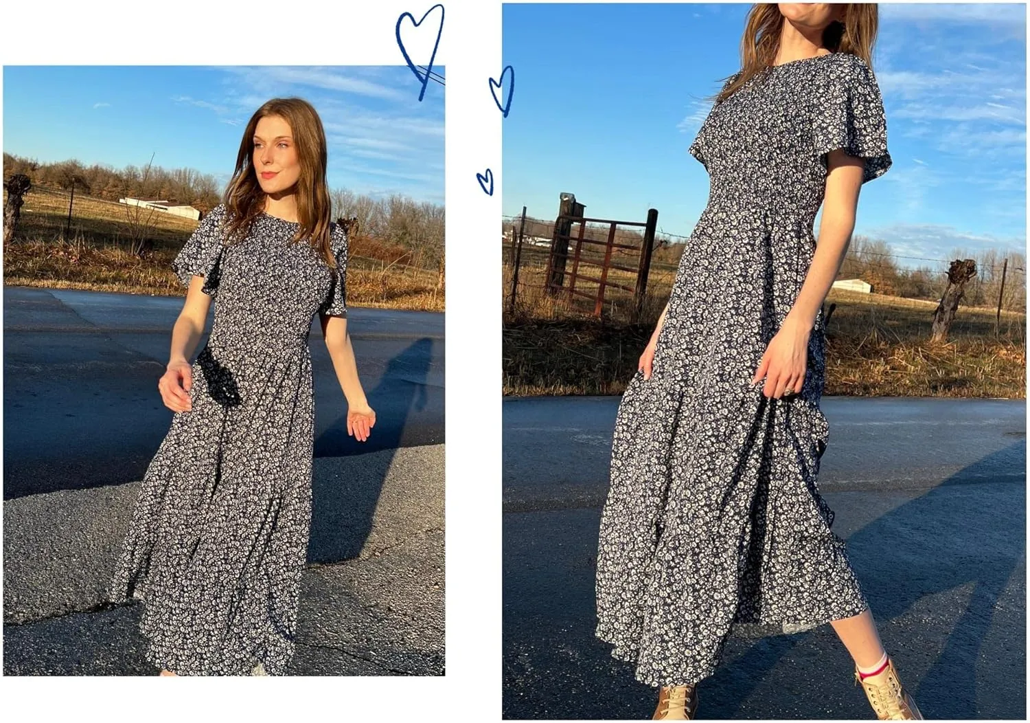 PRETTYGARDEN Women's 2025 Summer Casual Flutter Short Sleeve Boho Floral Maxi Dress Crew Neck Smocked Tiered Long Dresses