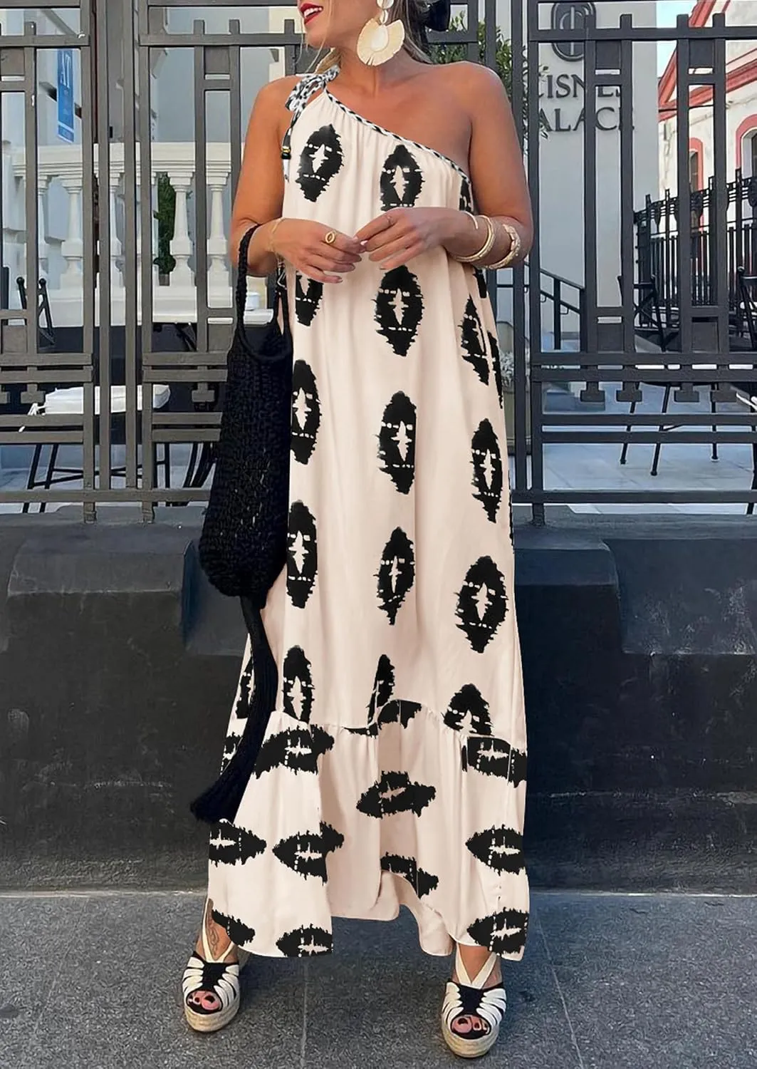 PRETTYGARDEN Women's 2025 Summer Maxi Dresses One Shoulder Printed Flowy Boho Beach Vacation Long Sundress