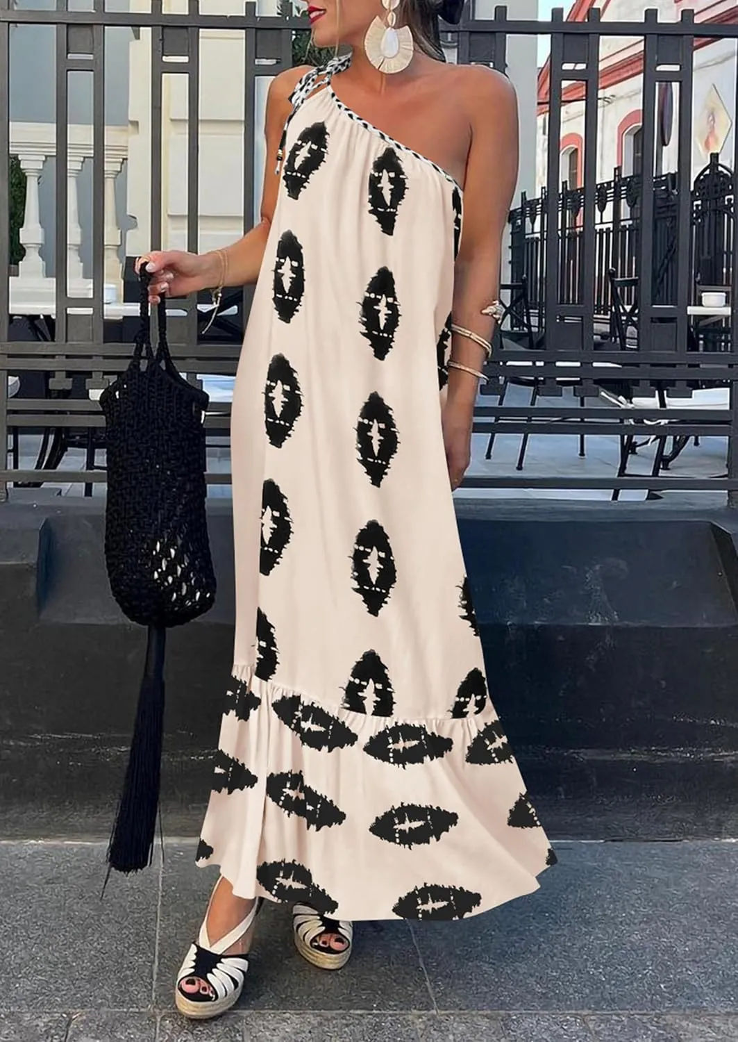 PRETTYGARDEN Women's 2025 Summer Maxi Dresses One Shoulder Printed Flowy Boho Beach Vacation Long Sundress