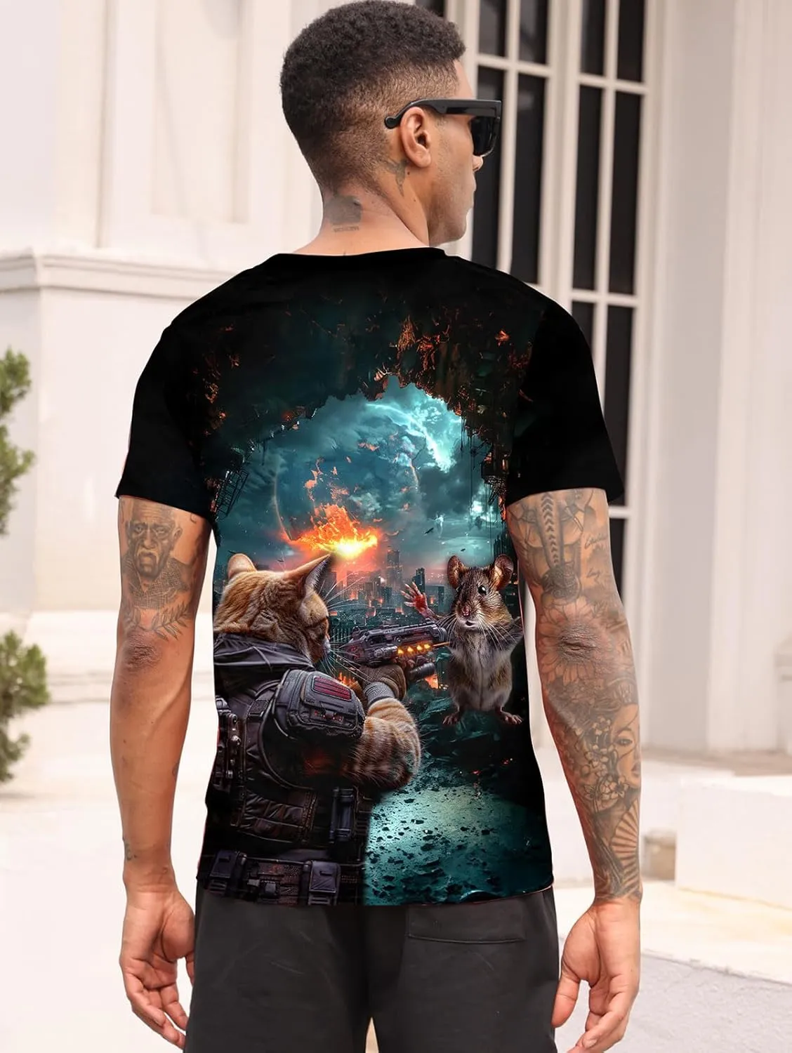 RAISEVERN Mens T-Shirts Cool Novelty Crewneck Short Sleeve Funny Graphic Top Casual Tees for Women