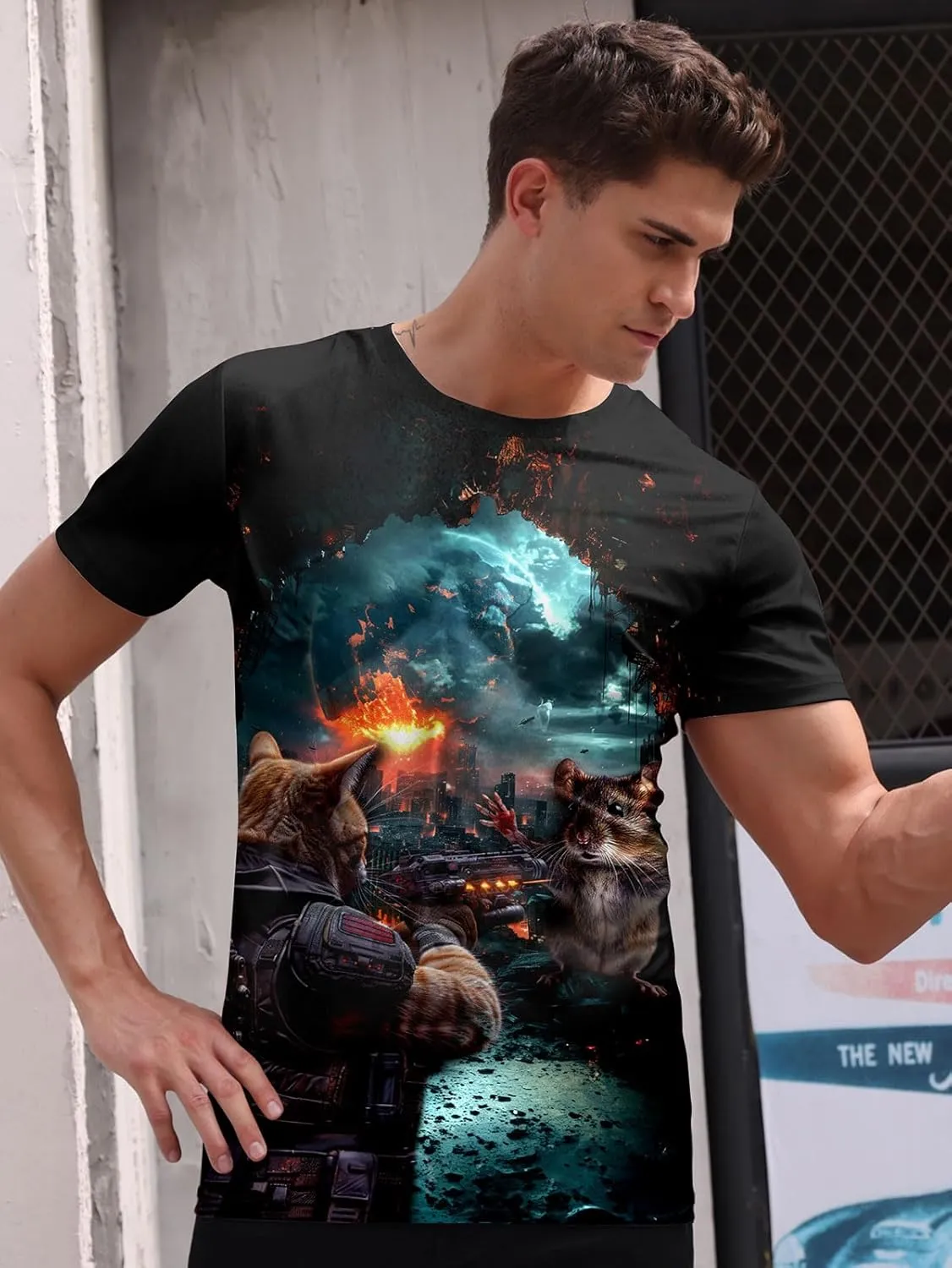 RAISEVERN Mens T-Shirts Cool Novelty Crewneck Short Sleeve Funny Graphic Top Casual Tees for Women