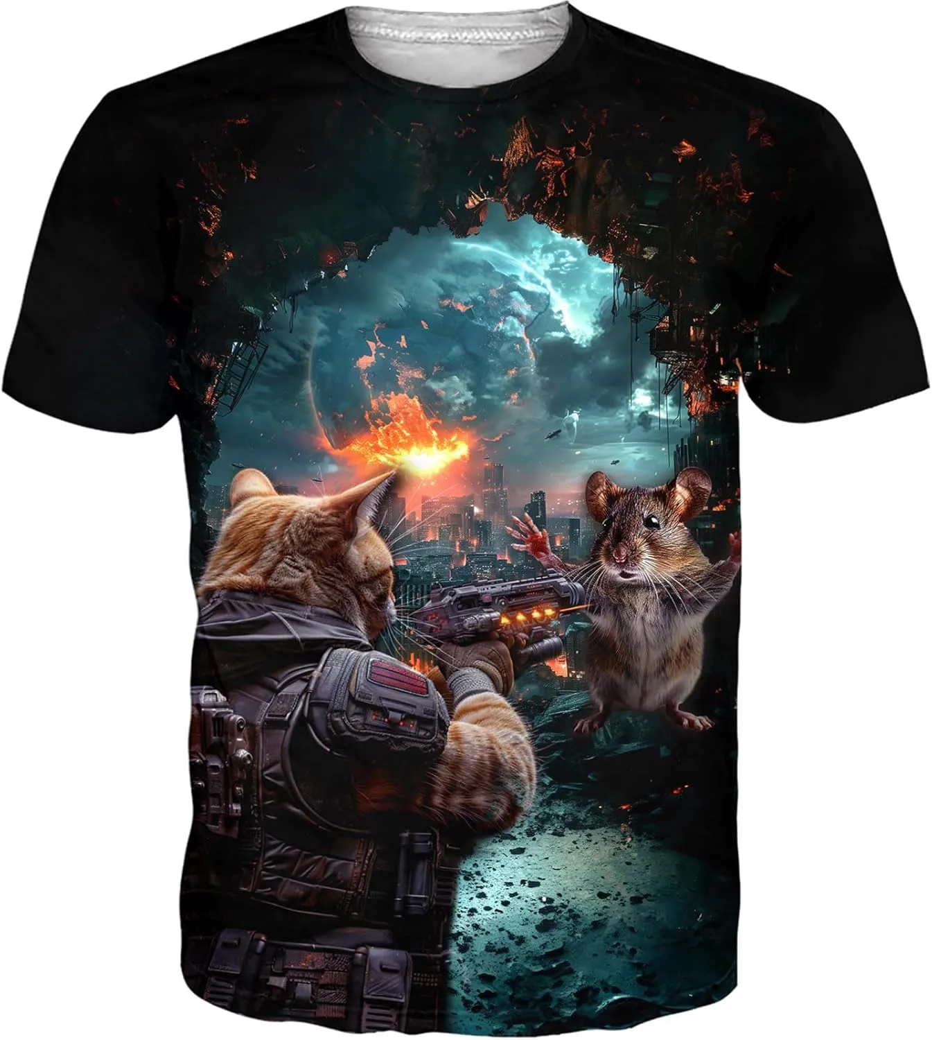 RAISEVERN Mens T-Shirts Cool Novelty Crewneck Short Sleeve Funny Graphic Top Casual Tees for Women