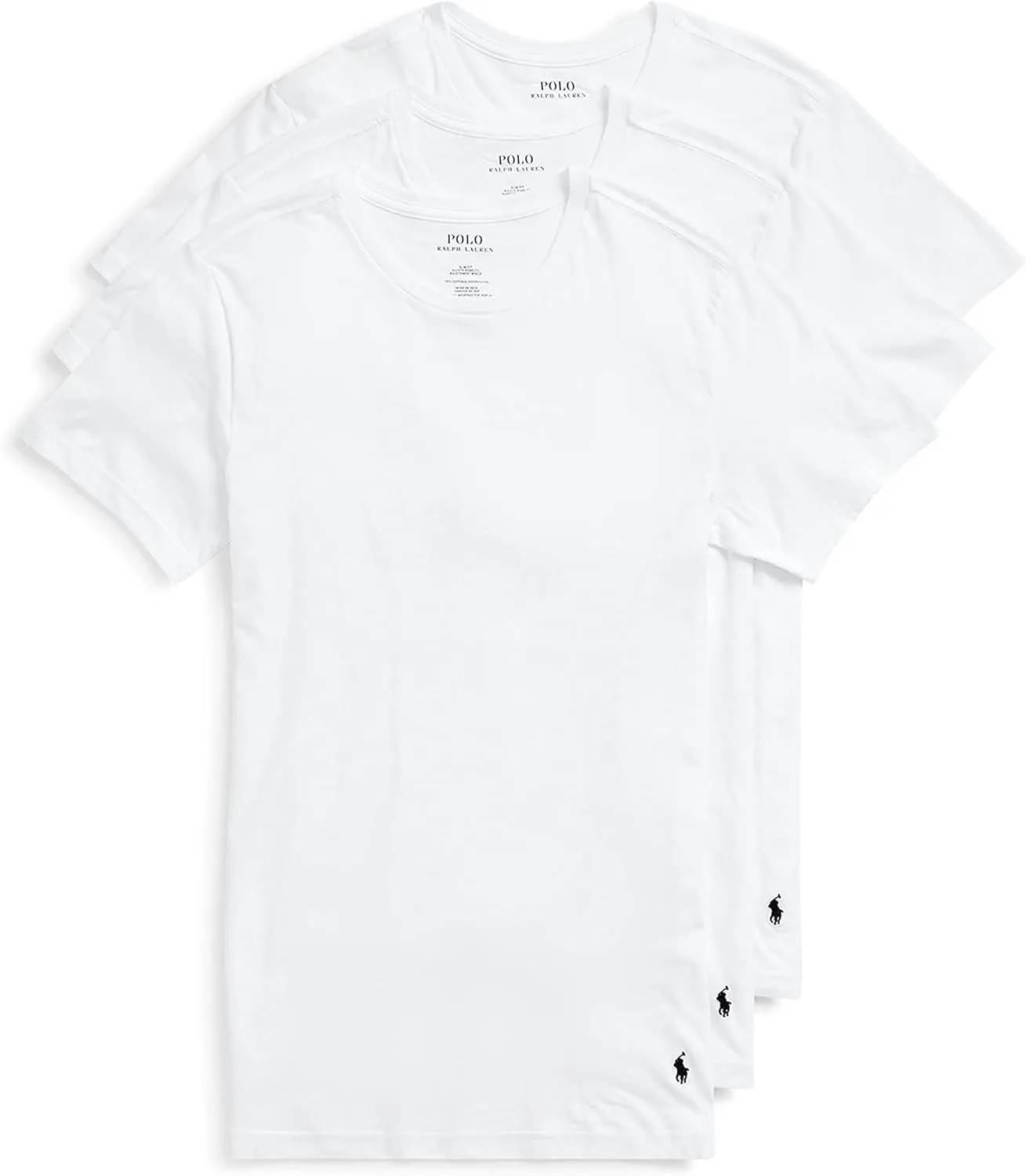 RALPH LAUREN Men's Slim Fit Cotton Crew Undershirts, 3 Pack