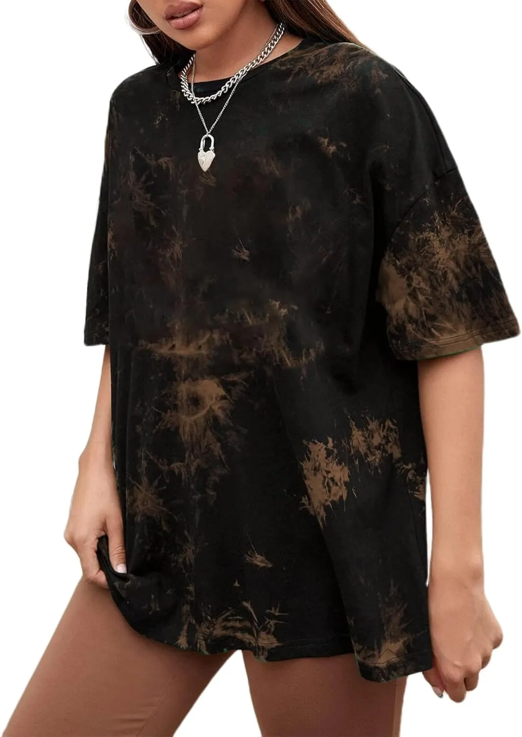 Remidoo Women's Casual Crewneck Short Sleeve Tie Dye Oversized T Shirt Graphic Tee Top