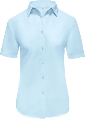 Ruisin Super Soft Wrinkle Resistant Womens Plain Button Down Shirts for Women Short/Long Sleeve Blouses Shirt Tops