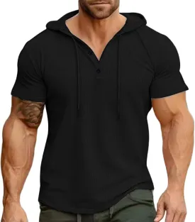 Short Sleeve Hoodies for Men Regular Fit Casual Pullover Tshirts Workout Summer Gym Quick Dry Lightweight Sweatshirts