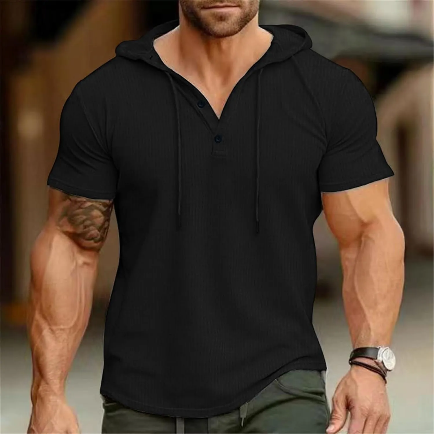 Short Sleeve Hoodies for Men Regular Fit Casual Pullover Tshirts Workout Summer Gym Quick Dry Lightweight Sweatshirts