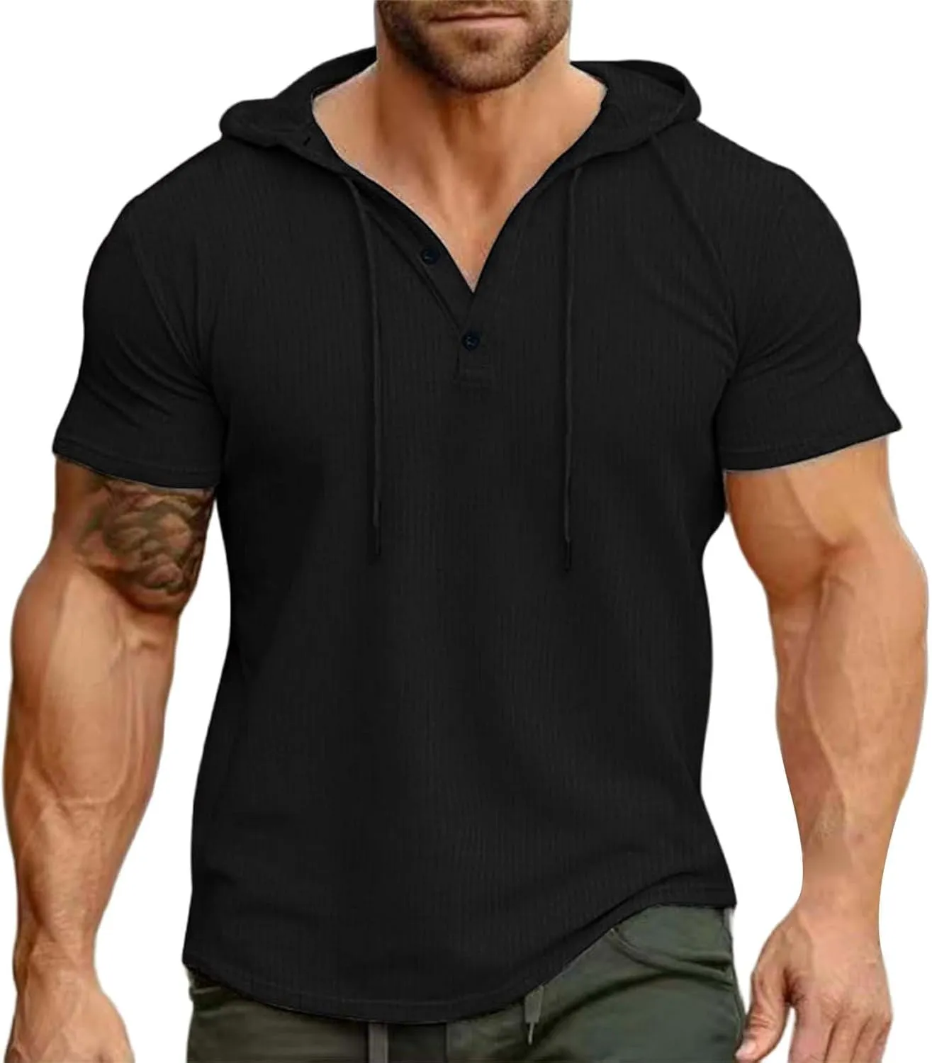 Short Sleeve Hoodies for Men Regular Fit Casual Pullover Tshirts Workout Summer Gym Quick Dry Lightweight Sweatshirts