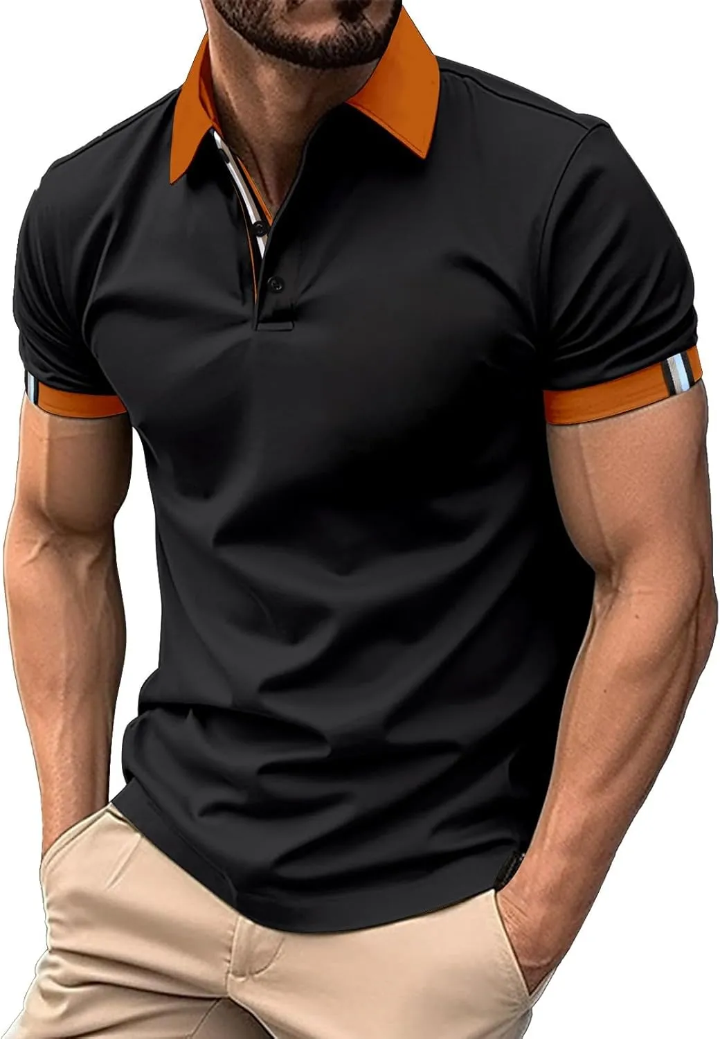 Short Sleeve Polo Shirts for Men Casual Fashion Athletic Polo Bodybuilding Workout Breathable Slim Fit Polo Shirts