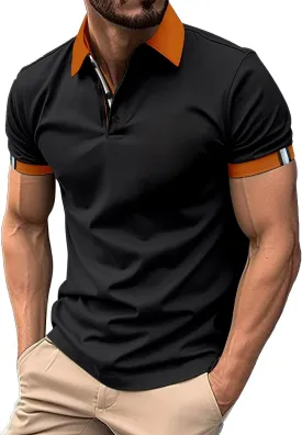 Short Sleeve Polo Shirts for Men Casual Fashion Athletic Polo Bodybuilding Workout Breathable Slim Fit Polo Shirts