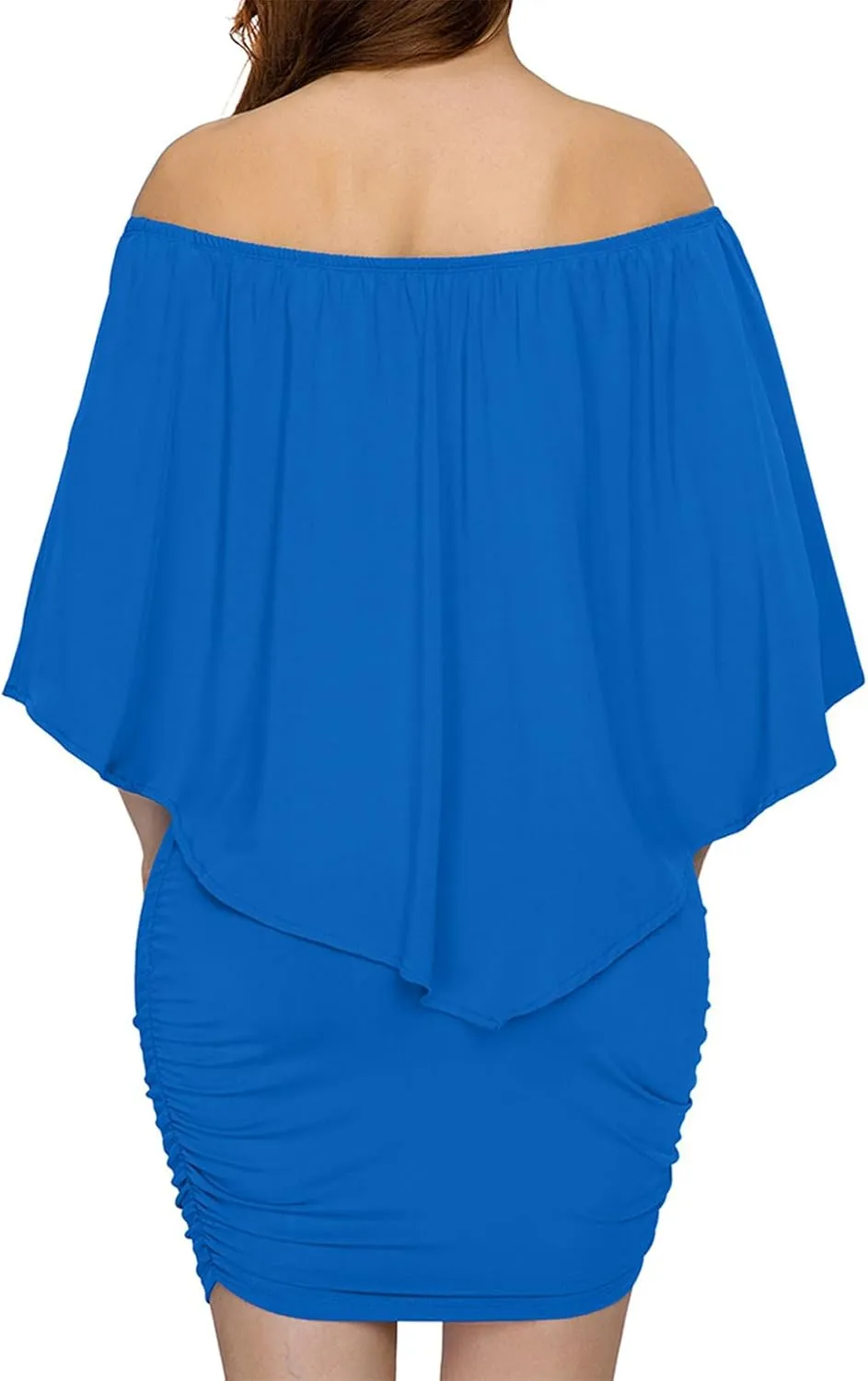Sidefeel Women's Dresses Off Shoulder Ruffles Night Club Bodycon Mini Dress