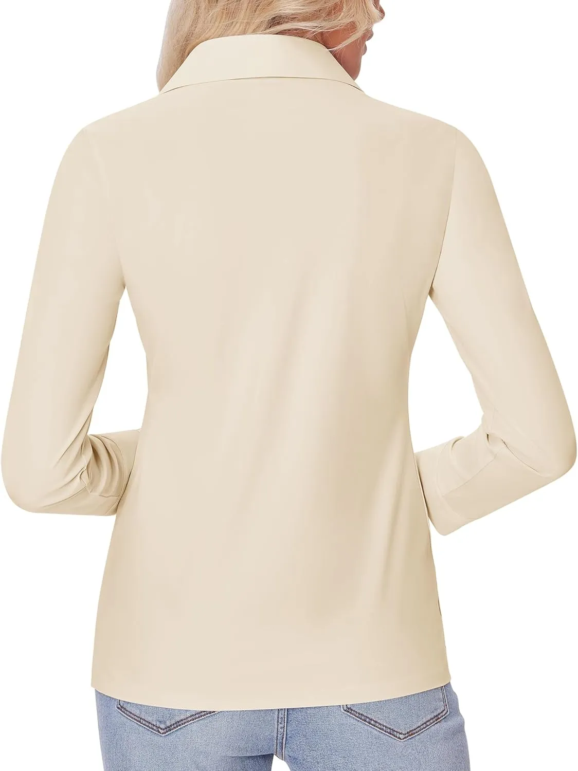 siliteelon Button Down Shirts for Women Slim fit Long Sleeve Stretch Dress Shirts Work Shirt Wrinkle Free Office Blouses