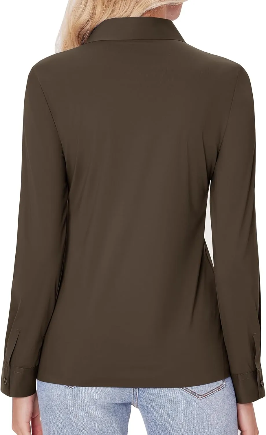 siliteelon Button Down Shirts for Women Slim fit Long Sleeve Stretch Dress Shirts Work Shirt Wrinkle Free Office Blouses