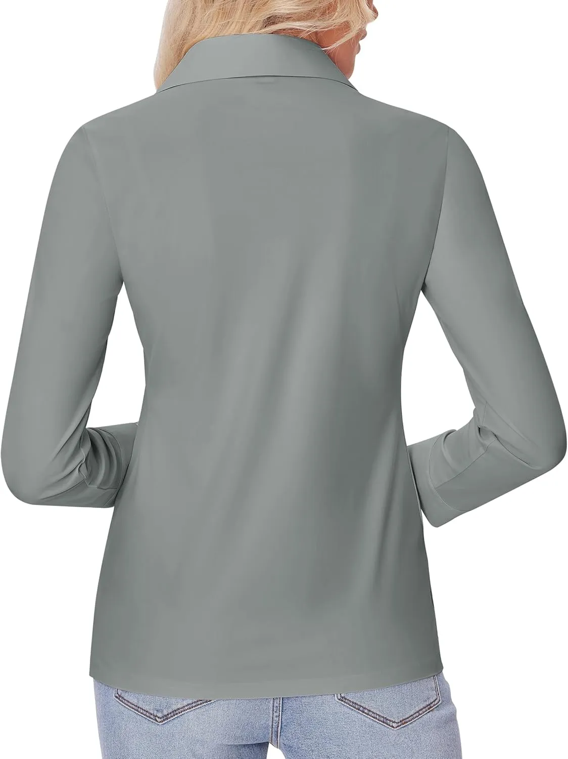 siliteelon Button Down Shirts for Women Slim fit Long Sleeve Stretch Dress Shirts Work Shirt Wrinkle Free Office Blouses