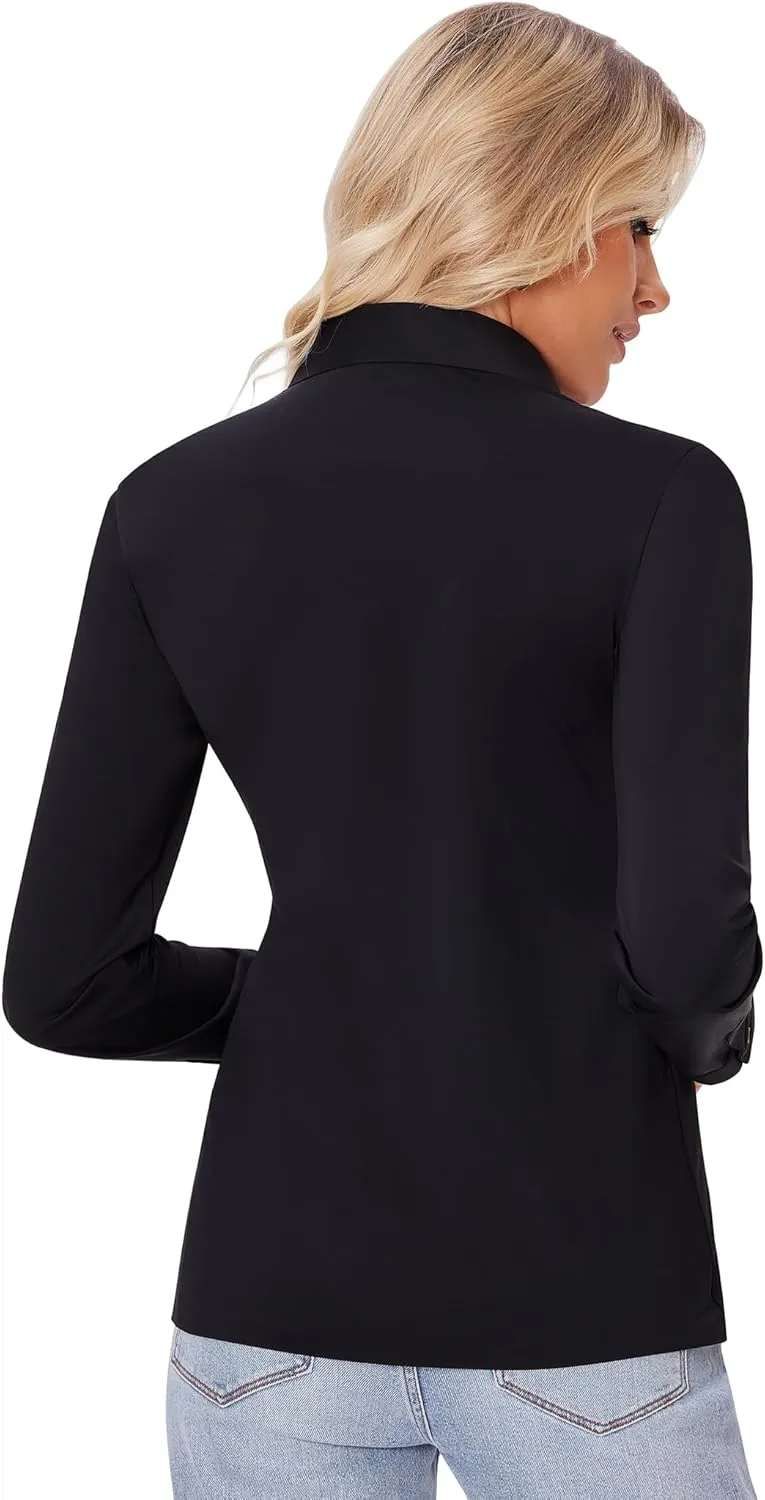 siliteelon Button Down Shirts for Women Slim fit Long Sleeve Stretch Dress Shirts Work Shirt Wrinkle Free Office Blouses