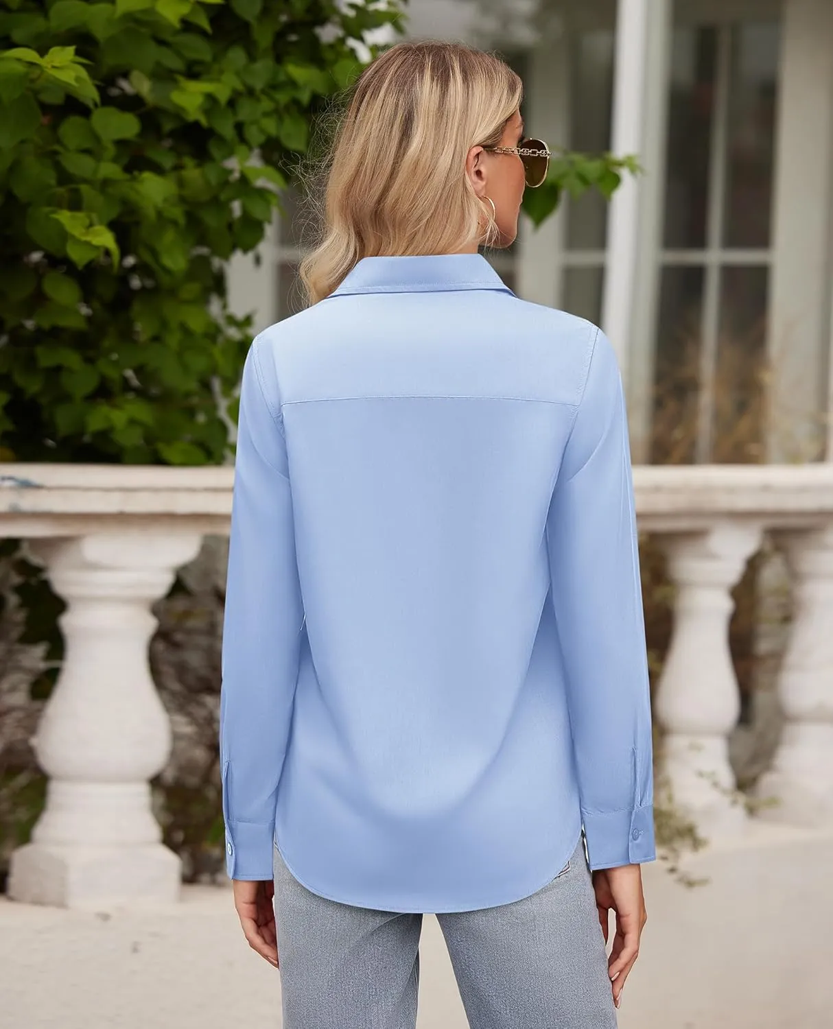 siliteelon Button Down Shirts for Women Wrinkle Free Long Sleeve Shirts Dress Shirts Work Office Blouse Tops with Pocket