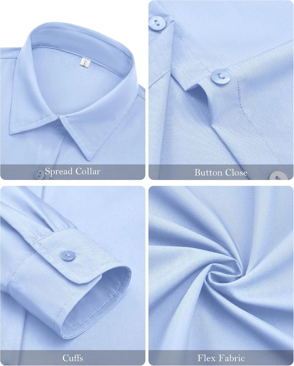 siliteelon Button Down Shirts for Women Wrinkle Free Long Sleeve Shirts Dress Shirts Work Office Blouse Tops with Pocket