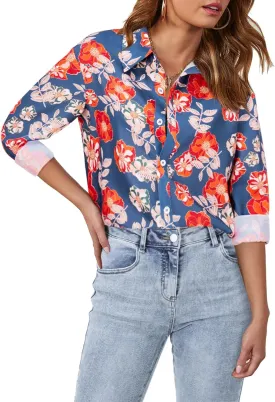 siliteelon Womens Button Down Shirts Dress Shirts Long Sleeve Wrinkle Free Collared Work Blouses Casual Print Chiffon Top
