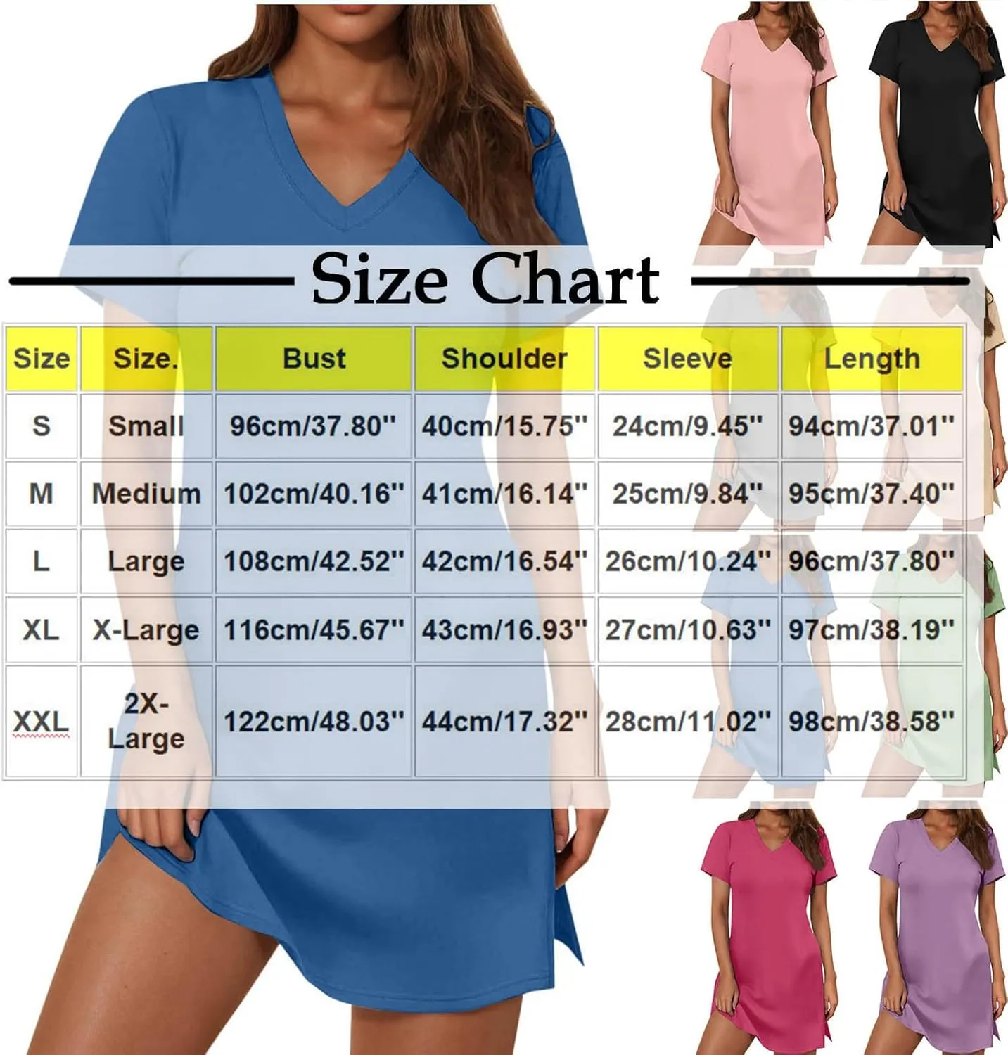 Summer Dresses for Women 2025 Fashion Side Slit Short Sleeve V-Neck T Shirt Mini Dress Solid Casual Outdoor Sundress