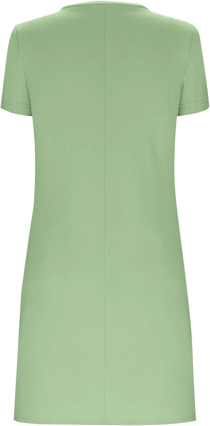 Summer Dresses for Women 2025 Fashion Side Slit Short Sleeve V-Neck T Shirt Mini Dress Solid Casual Outdoor Sundress