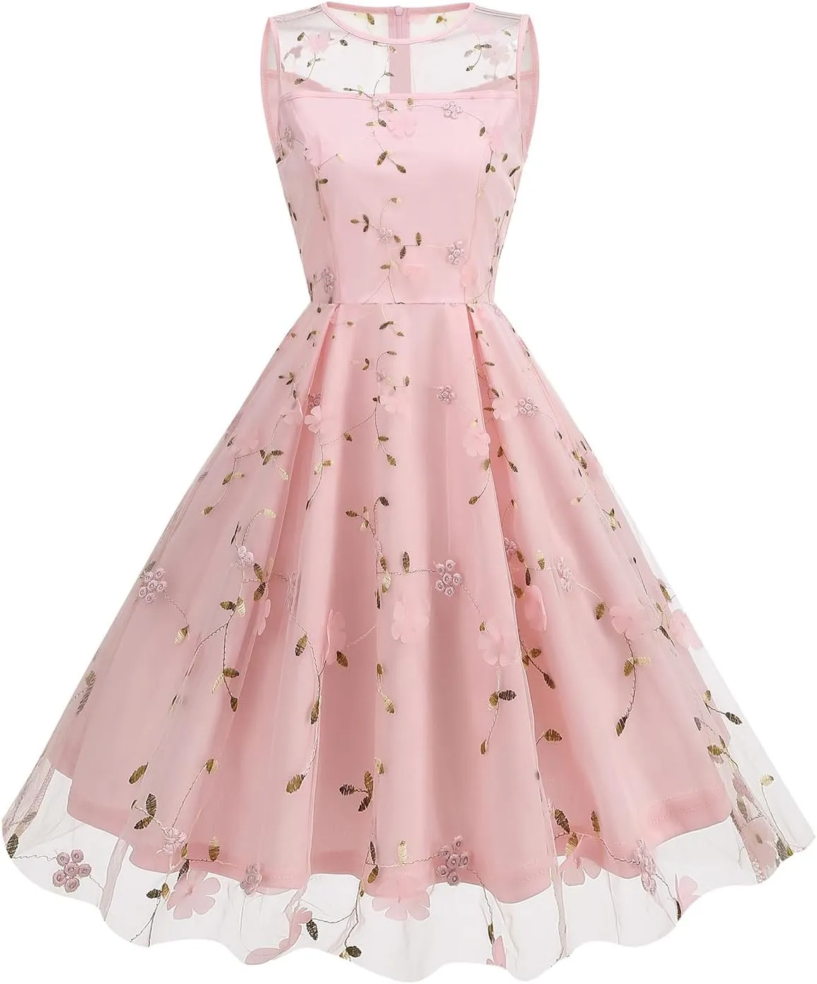 Summer Floral Embroidery Tulle Dress for Women Floral Embroidered Dress for Women Wedding Guest Formal Evening Party Gown