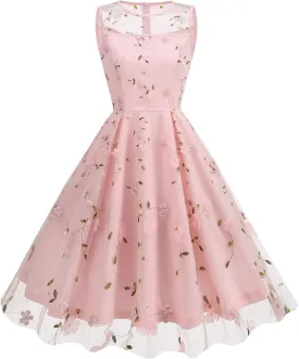 Summer Floral Embroidery Tulle Dress for Women Floral Embroidered Dress for Women Wedding Guest Formal Evening Party Gown