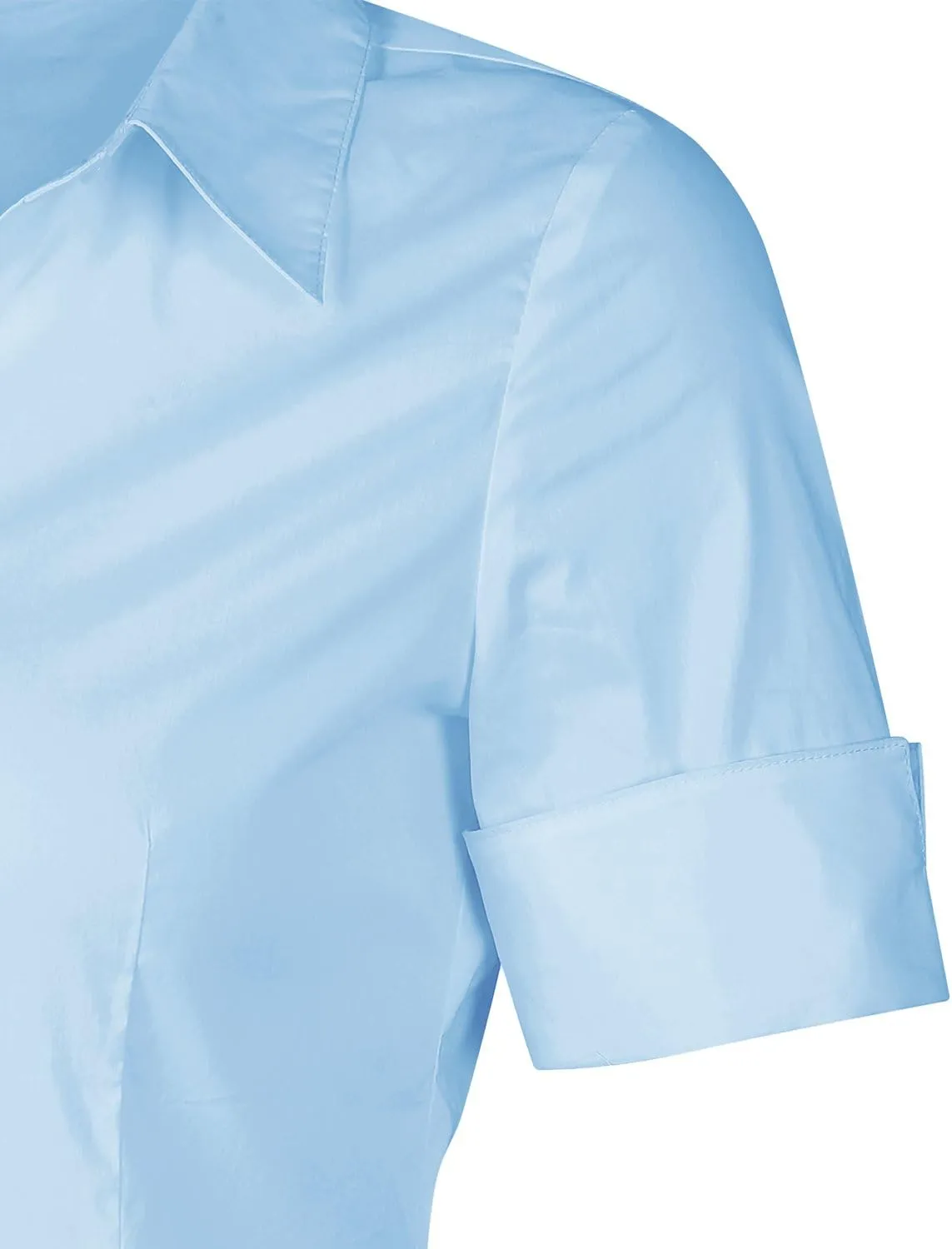 SUNNOW Womens Button Down Shirts Tailored Short Sleeve Shirt Basic Simple Stretch Wrinkle Free Formal Work Blouses
