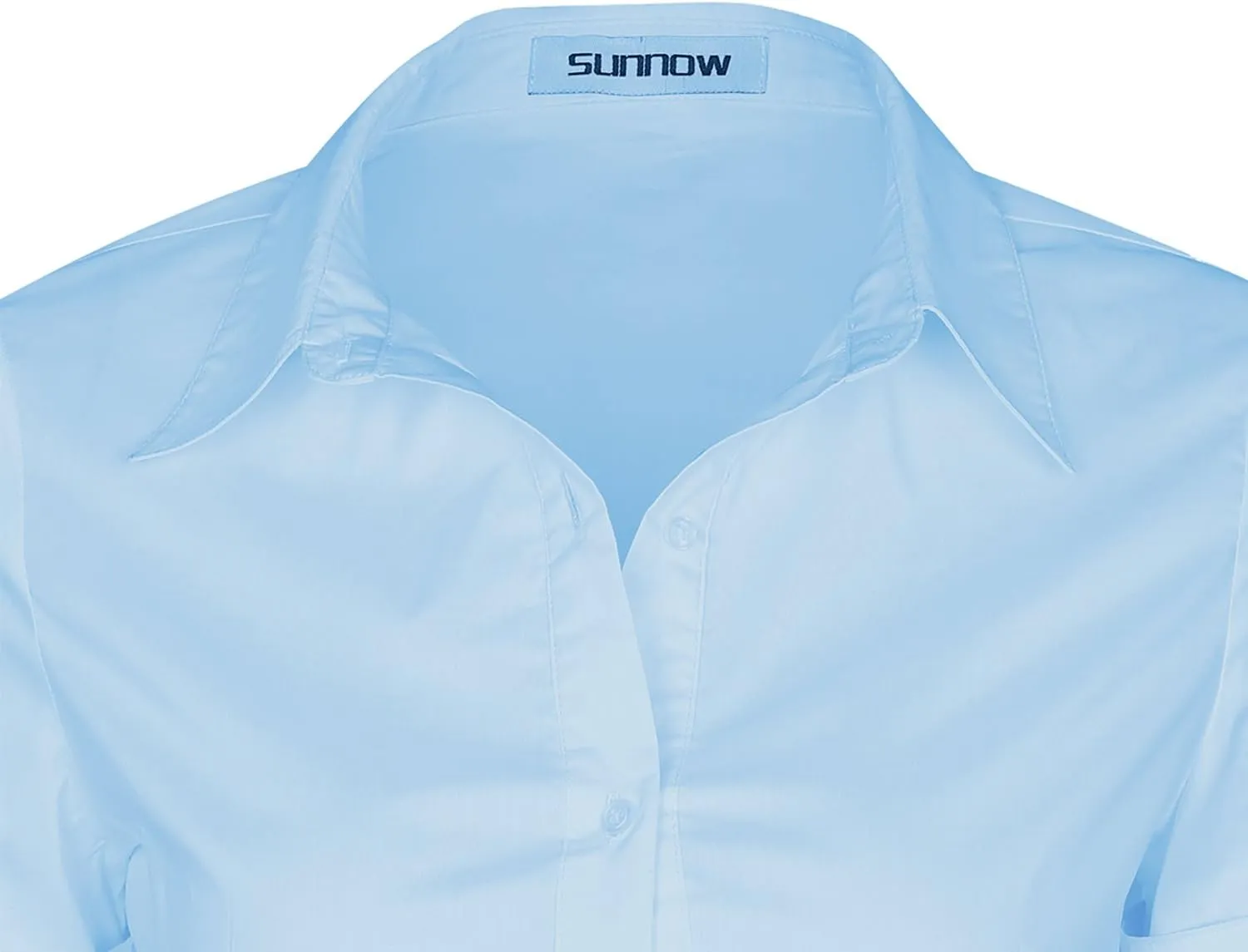 SUNNOW Womens Button Down Shirts Tailored Short Sleeve Shirt Basic Simple Stretch Wrinkle Free Formal Work Blouses