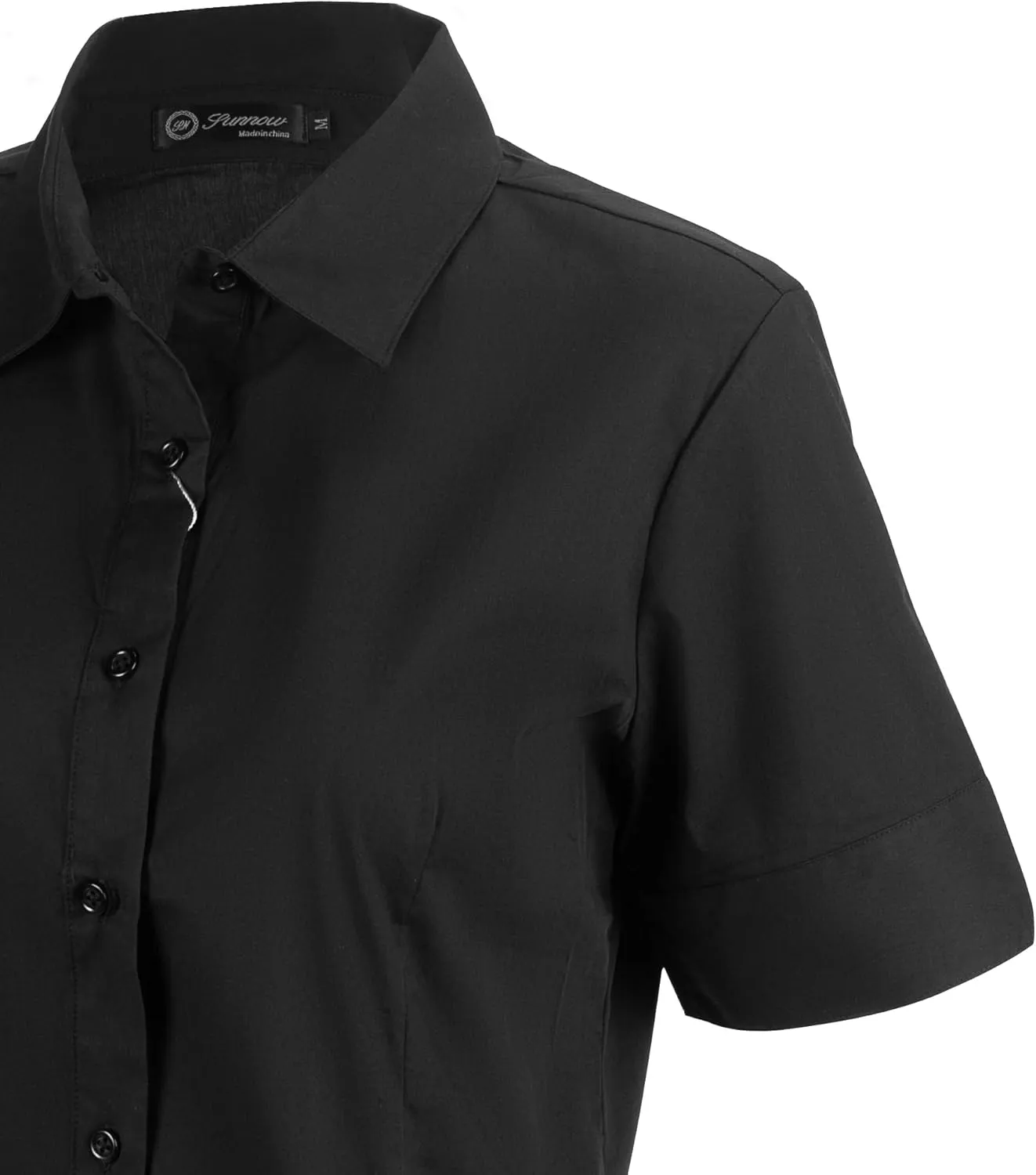 SUNNOW Womens Button Down Shirts Tailored Short Sleeve Shirt Basic Simple Stretch Wrinkle Free Formal Work Blouses